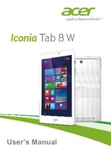 Acer Iconia Tab 8W manual. Tablet Instructions.